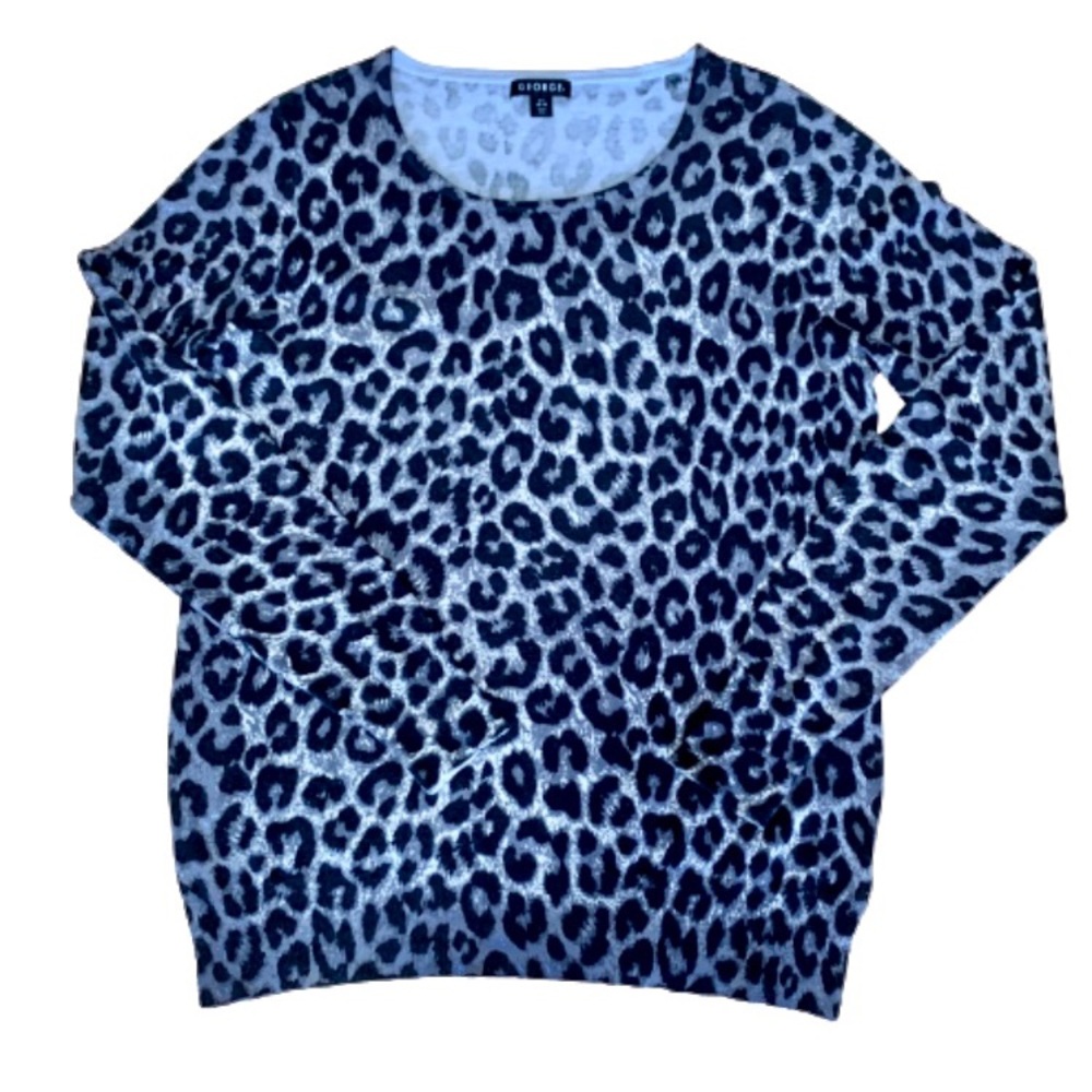 🌹Gorgeous black & grey leopard sweater Large EUC